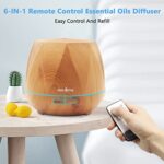 550ml Essential Oil Diffuser, DAROMA Upgraded Remote Control 6 in 1 Aromatherapy Ultrasonic Cool Mist Humidifier, 7 Color Changing Mood Lights & Waterless Auto-Off for Home Office Gift, Light Wood