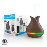 atomi smart WiFi Aroma Diffuser, App Controlled, Compatible with Alexa & Google Home, Dark Wood Grain, 400ml Capacity Ultrasonic Cool Mist Aromatherapy, Diffuser Humidifer Nightlight, Unlimited Colors