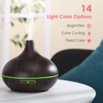 Oil Diffuser, 500mL Essential Oil Diffuser with 6x10mL Essential Oils Set, 14 Color Light, 23dB Quiet Aromatherapy Diffuser, 4 Optional Timers, 15H Long Runtime,BPA-Free for Bedroom Office(with Light)