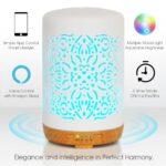 Earnest Living Smart Wifi Essential Oil Diffuser White Ceramic Diffuser 250 ml with Alexa Google Home App Phone Control LED and Auto Off Office Humidifier Aromatherapy Diffusers for Essential Oils