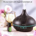 VicTsing 500ml Essential Oil Diffuser with Oils, Aromatherapy Diffuser with Essential Oil Set, Diffusers for Essential Oils with Auto Shut-Off, 4 Timer, Gift Set for Home, Dark Brown