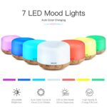 WGGE Essential Oil Diffuser, 500ml Premium Ultrasonic Vaporizer Aromatherapy Diffuser with 7 Color Changing, Timer, and Waterless Auto-Off with Remote Control.