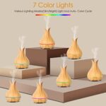 Grevol Aromatherapy Diffuser with Essential Oils Included, 150ml Small Cute Aroma Diffuser with 15 Color LED Light&3 Times, Waterless Auto Off Essential Oil Diffusers for Home Bedroom(Wood)