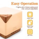 ASAKUKI 700ml Premium, Essential Oil Diffuser, 5 in 1 Ultrasonic Aromatherapy Fragrant Oil Vaporizer Humidifier, Timer and Auto-Off Safety Switch