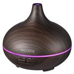 VicTsing Essential Oil Diffuser, 150ml Mini Aroma Wood Grain Cool Mist Humidifier for Office Home Study Yoga Spa Baby, Auto Shut-Off and 14 Color Night Lights (Dark Brown)