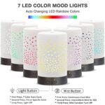 Essential Oil Diffuser Ceramic Diffuser – Electric Ultrasonic Aromatherapy Diffuser Whisper Quiet Fragrance Scented Aroma Diffuser Waterless Auto Shut-Off 7 Colors Changed LED for Home Office SPA Yoga
