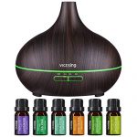 VicTsing 500ml Essential Oil Diffuser with Oils, Aromatherapy Diffuser with Essential Oil Set, Diffusers for Essential Oils with Auto Shut-Off, 4 Timer, 14 Color Lights, Gift Set for Home