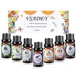 VSADEY Essential Oils Set 100% Pure Aromatherapy Essential Oil Kit for Diffuser, Humidifier, Massage, Skin Care – Lavender, Eucalyptus, Peppermint, Tea Tree, Sweet Orange, Lemongrass (7 x 10ml)