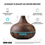 Smart WiFi Wireless Essential Oil Aromatherapy 400ml Ultrasonic Diffuser & Humidifier with Alexa & Google Home Phone App & Voice Control – Create Schedules – LED & Timer Settings(Dark)