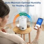 LEVOIT Smart Cool Mist Top Fill Humidifiers for Bedroom with Sensor, Auto Humidity Setting , APP & Voice Control, Essential Oil Diffuser, Ultra Quiet Operation, Super Easy Top Fill, 3L, White