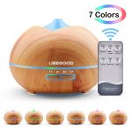 Ultrasonic Essential Oil Diffuser, UBEGOOD Aroma Diffuser with Remote, 400ml Cool Mist Humidifier Waterless Auto-Off with 4 Timer Settings & 7 Color Changing LED Light for Home Yoga Gift