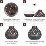 Essential Oil Diffuser (400ml), Remote Control, Ultrasonic Humidifier, Aromatherapy Diffusers with LED Lights & Waterless Auto-Off, for Bedroom/Office/Yoga Room (Dark Brown)