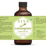 Siva Lemongrass Essential Oil 4 Fl Oz with Premium Glass Dropper– 100% Pure, Natural, Undiluted & Therapeutic Grade, Great for Skincare, Scalp & Hair Care, Aromatherapy, Diffuser, Soaps & Candles