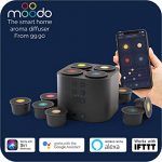 Moodo Smart Home Fragrance Diffuser Bundle with 1 Scent Capsules Sets (Value Pack) – scent personalization, 4 Pod Refils (Black Moodo with Fresh Vibrations pack)